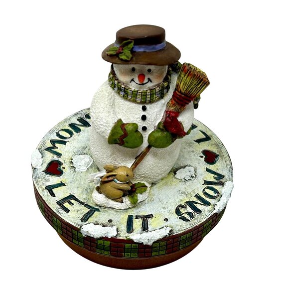 Vintage Lang Candle Topper from 2000 - Snowman - Let It Snow - In Gift Box - Picture 1 of 10
